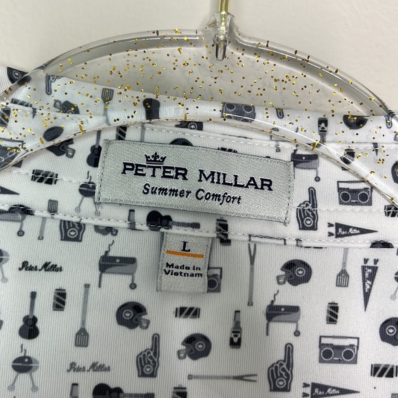 Peter Millar bond stretch white sports and music tiger golf polo - Picture 3 of 7